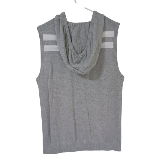 Armani Exchange Top Mens Hooded Knit Striped Shoulders Gray Sleeveless Size M - Picture 4 of 9